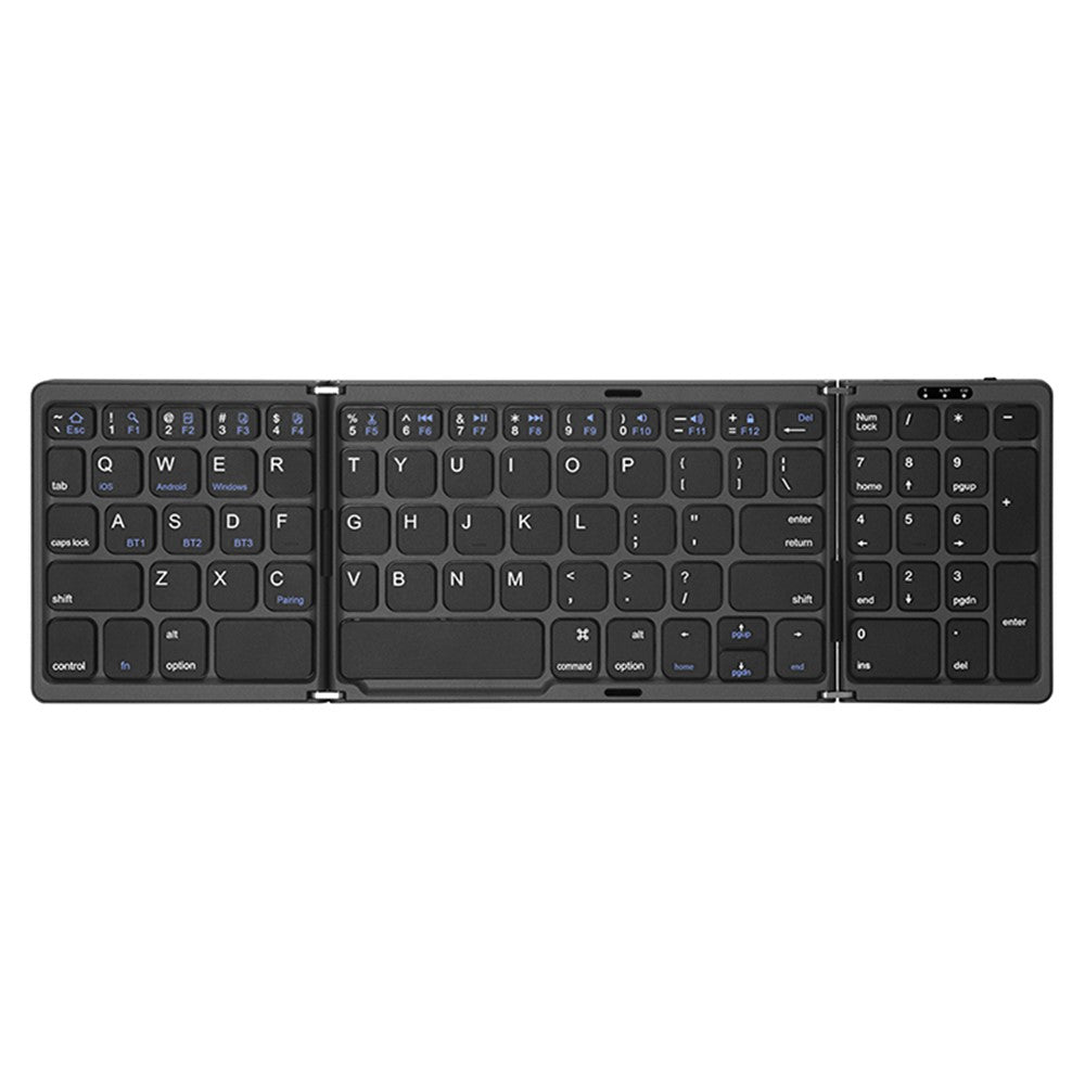 B089 Portable Tri-fold 81 Keys Bluetooth-Compatible Keyboard Home Office Wireless Keyboard with Numbers Area