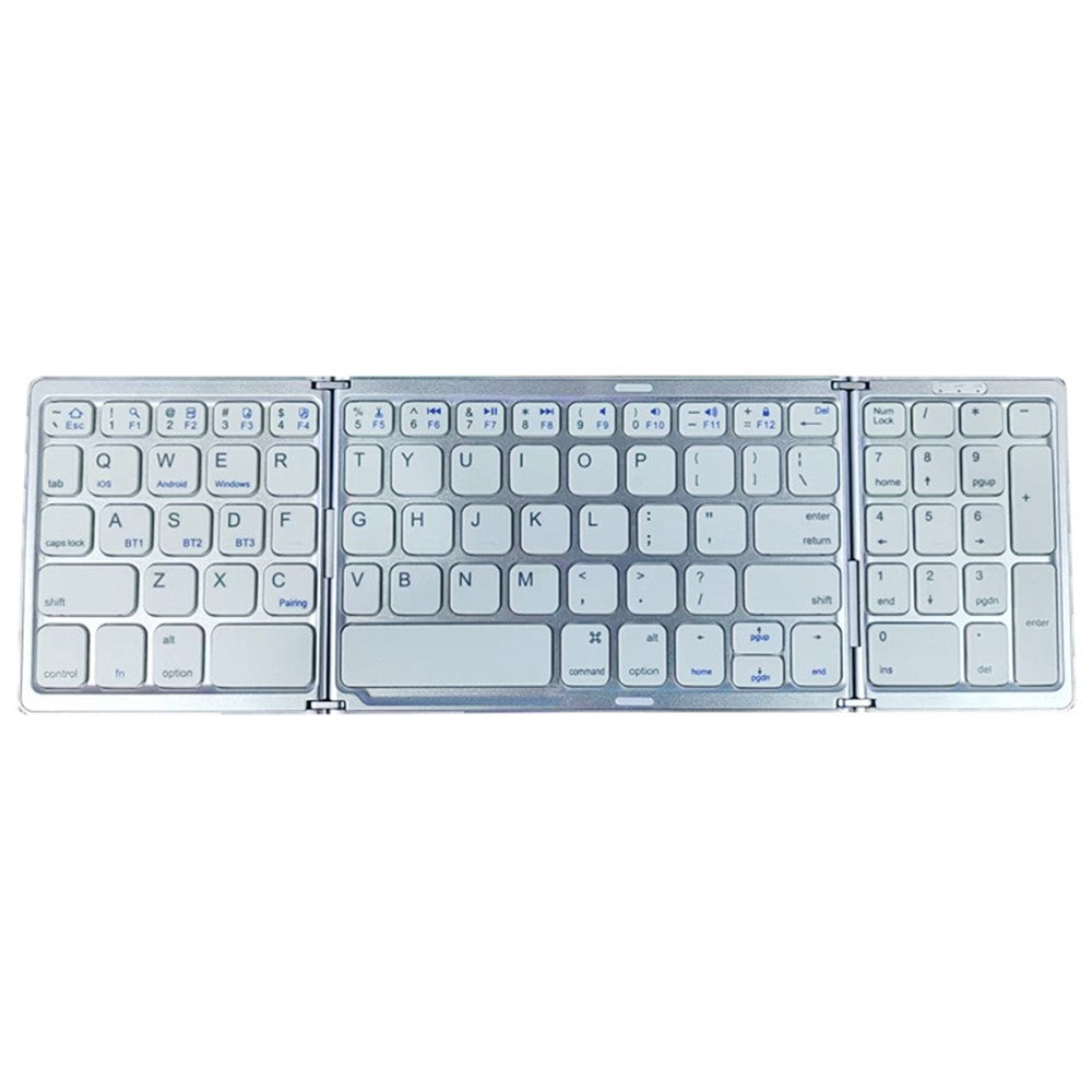 B089 Portable Tri-fold 81 Keys Bluetooth-Compatible Keyboard Home Office Wireless Keyboard with Numbers Area