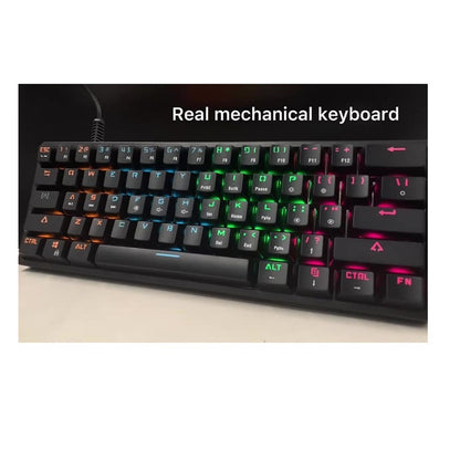 BAJEAL G101 Colorful RGB Backlit Mechanical Gaming USB Wired Keyboard Backlight Office Keyboard 61 Keys for Laptop PC Desktop Computer