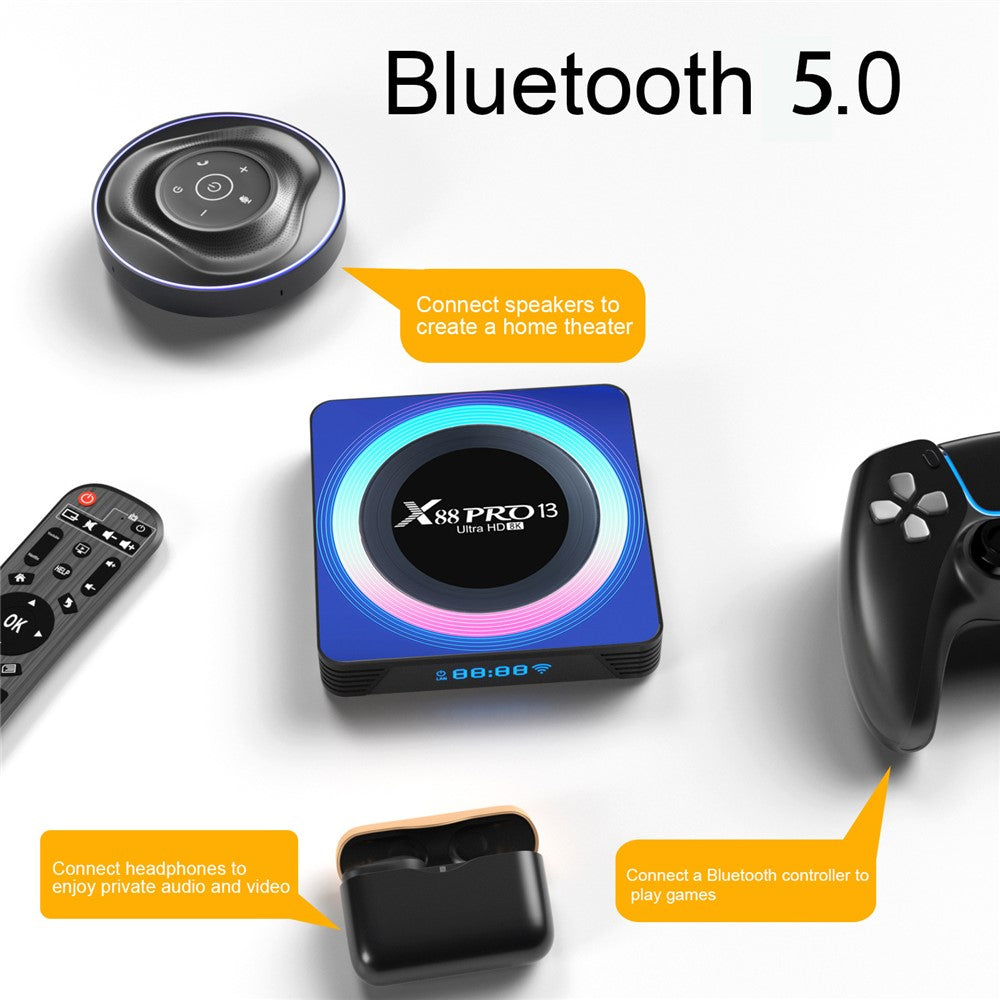 X88 Pro 13 8K Ultra HD Android 13.0 Smart TV Box with Remote Control (2GB+16GB)