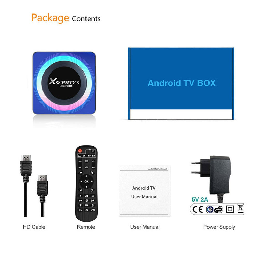 X88 Pro 13 4GB+64GB 8K Ultra HD TV Box Mini Android 13.0 Smart TV Box with Remote Control