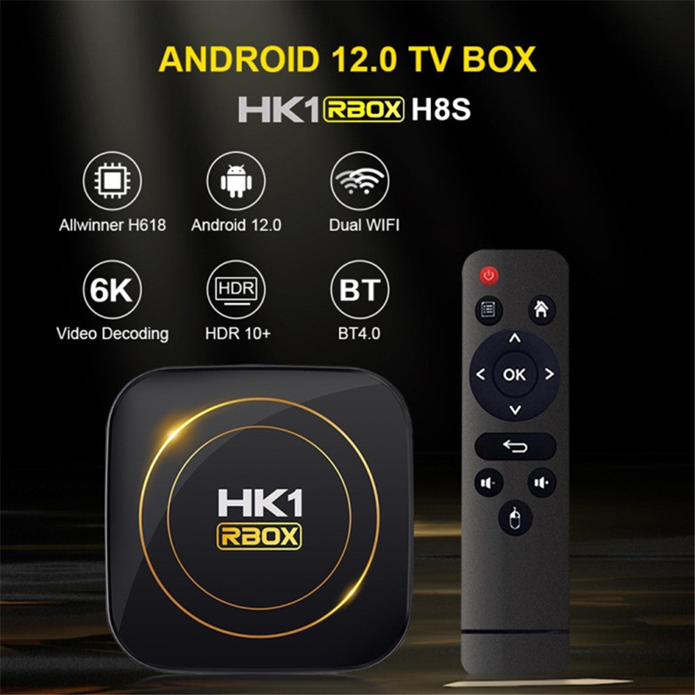 HK1 RBOX-H8S 4K Ultra HD Mini Smart TV Box 4GB+64GB Dual-band WiFi Android 12.0 TV Box
