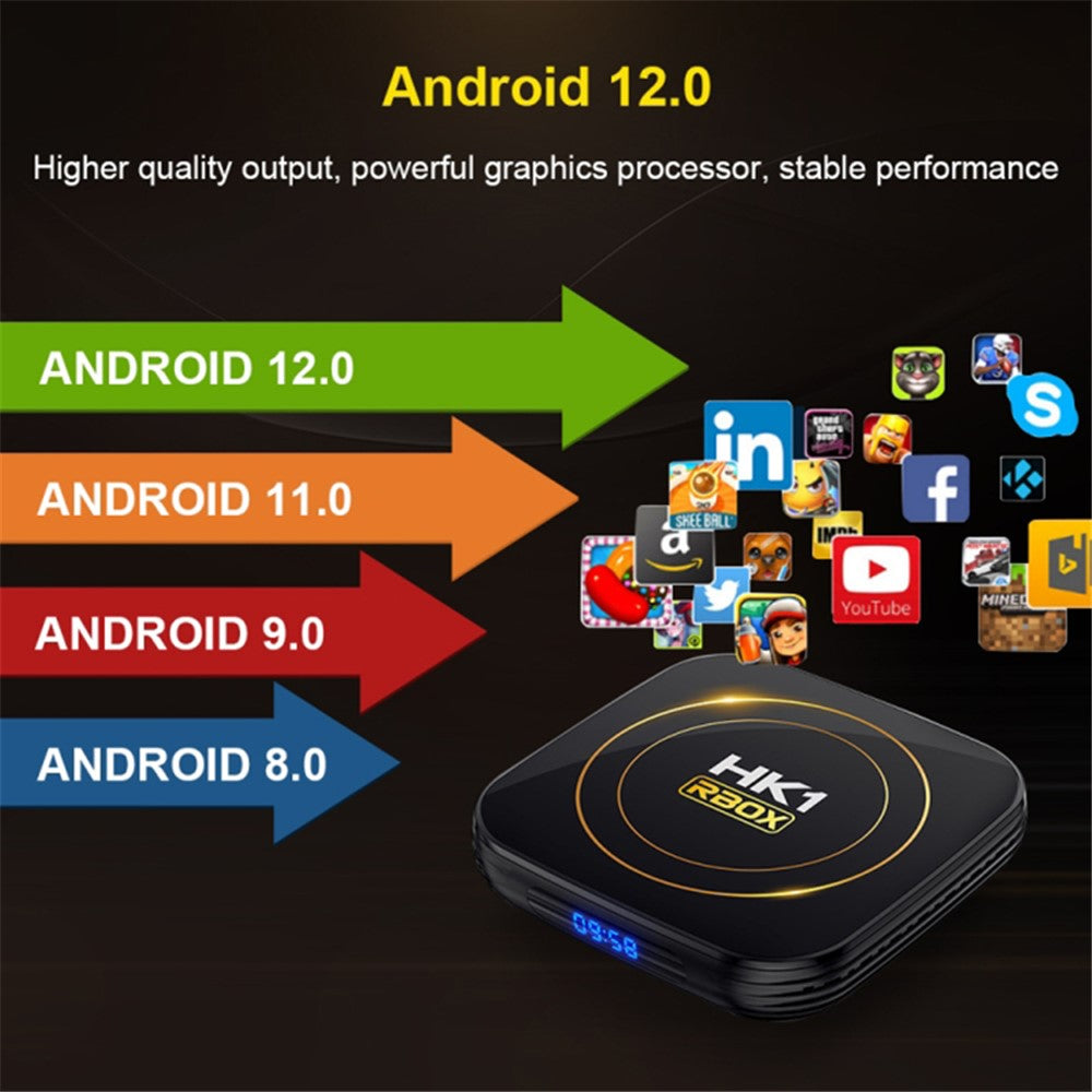 HK1 RBOX-H8S 4K Ultra HD Mini Smart TV Box 4GB+64GB Dual-band WiFi Android 12.0 TV Box