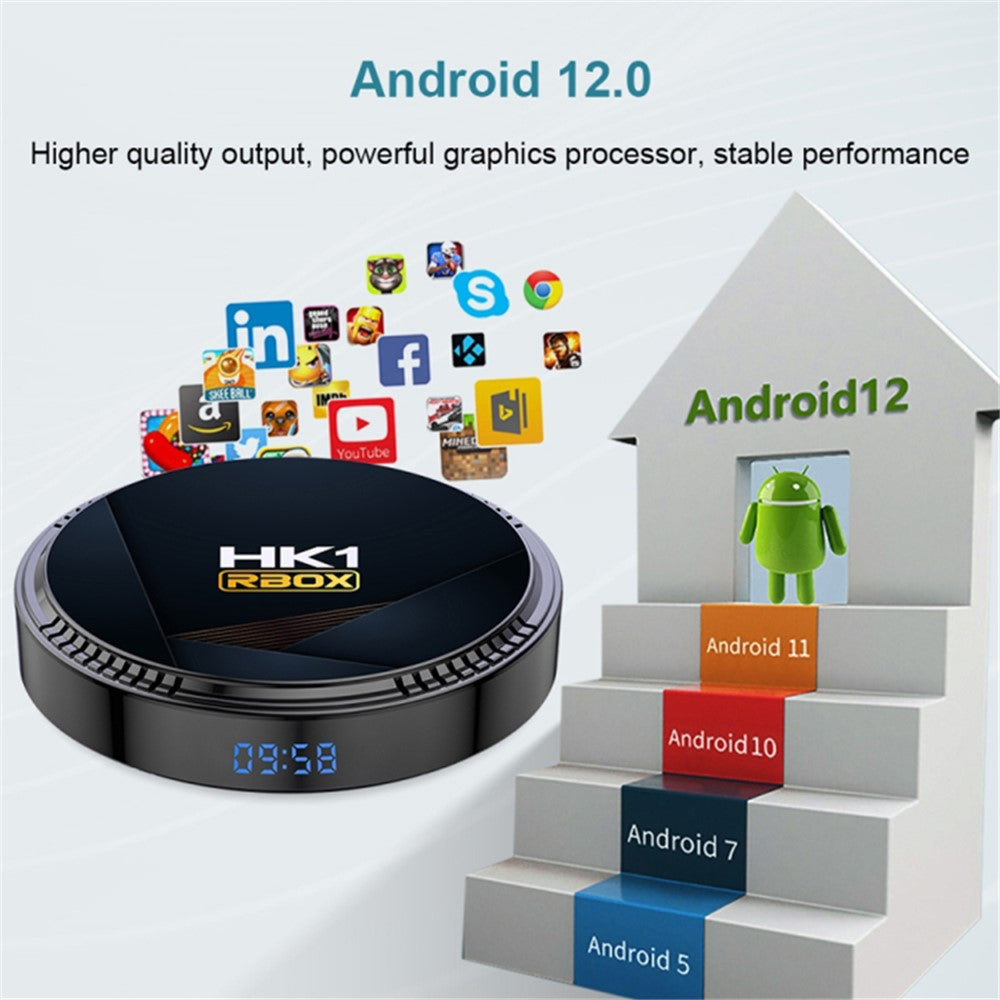 HK1 RBOX-H8-H618 2GB+16GB Mini Set-top Box Android 12 Ultra HD 4K Output TV Box Support 6K Video Decoding