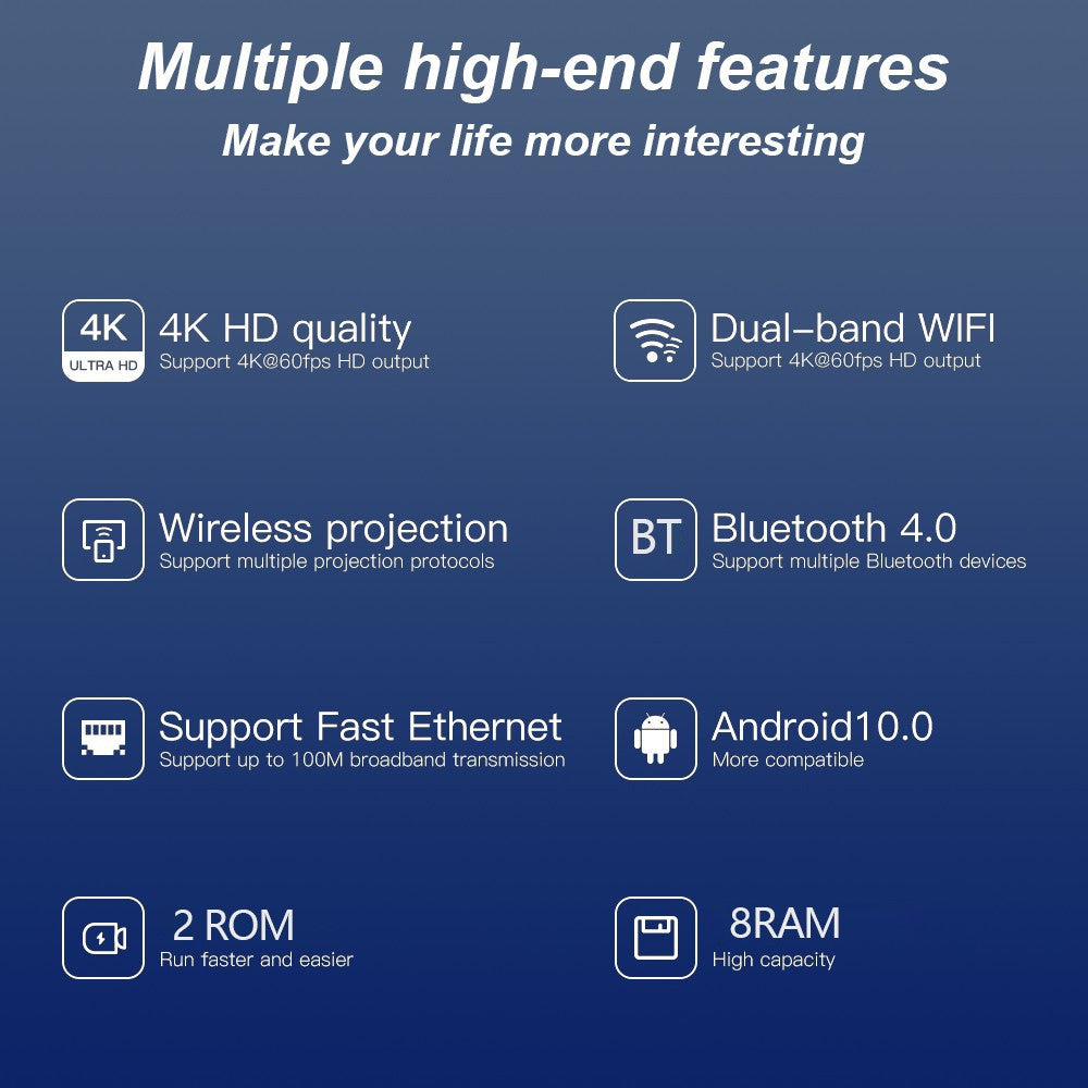 H20 Pro 2+8GB Quad Core CPU H313 TV Box Dual Band WiFi 4K Ultra HD Player