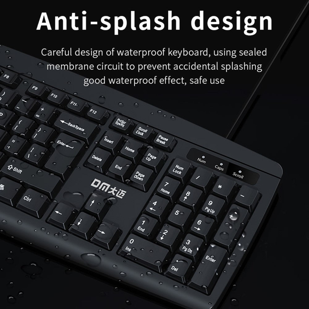 DM K10 USB Wired Keyboard 104 Keys Home Office Computer Laptop Keyboard