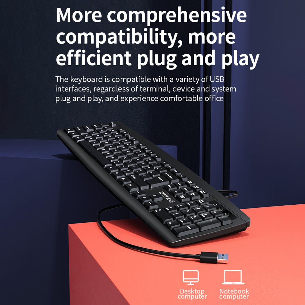 DM K10 USB Wired Keyboard 104 Keys Home Office Computer Laptop Keyboard