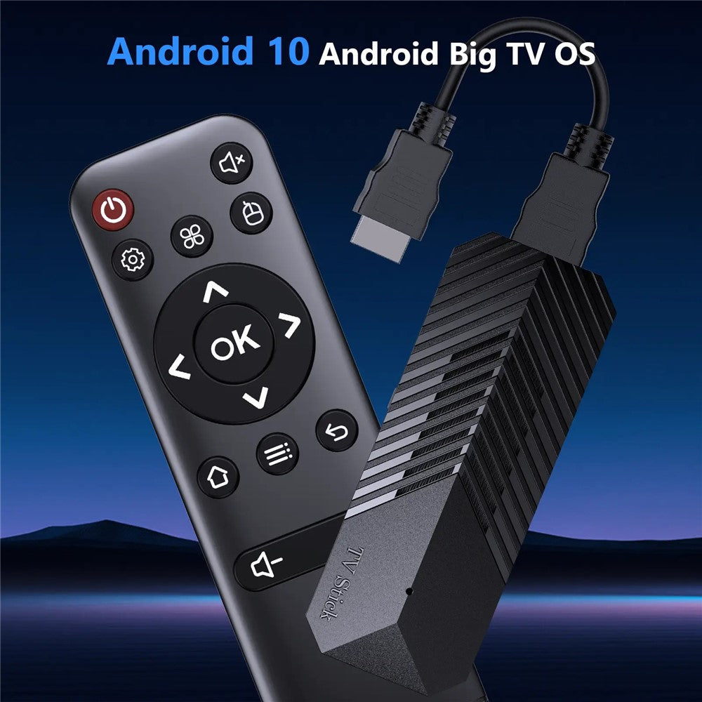 T3MINI Android 10 2.4G WiFi Mini Smart TV Stick 4K Ultra HD Media Player,  1GB+8GB
