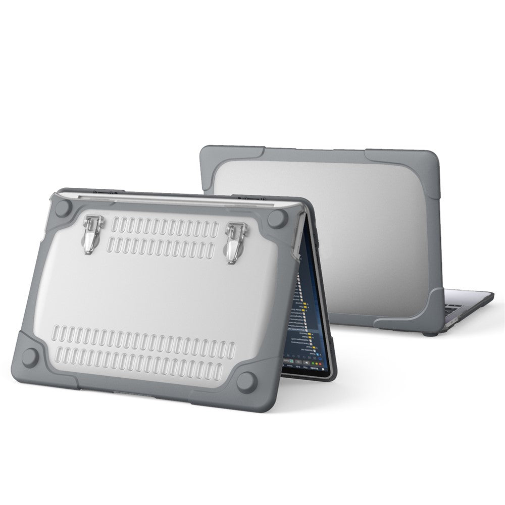 Two-Piece Plastic + TPU Protective Case Shell with Stand Design for MacBook Pro 13 inch (2020) A2251 / A2289 / A2338 (M1 / M2)