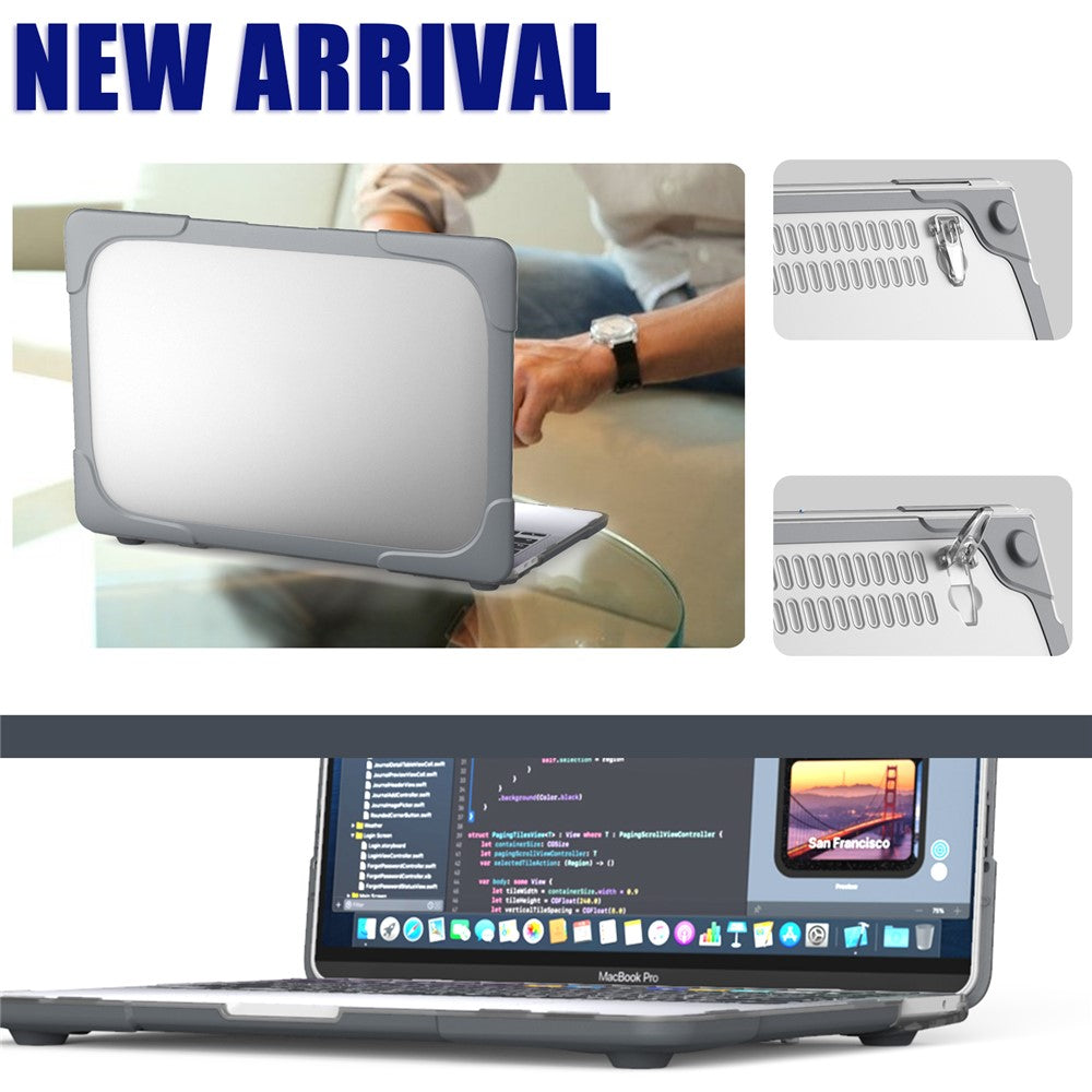 Two-Piece Plastic + TPU Protective Case Shell with Stand Design for MacBook Pro 13 inch (2020) A2251 / A2289 / A2338 (M1 / M2)