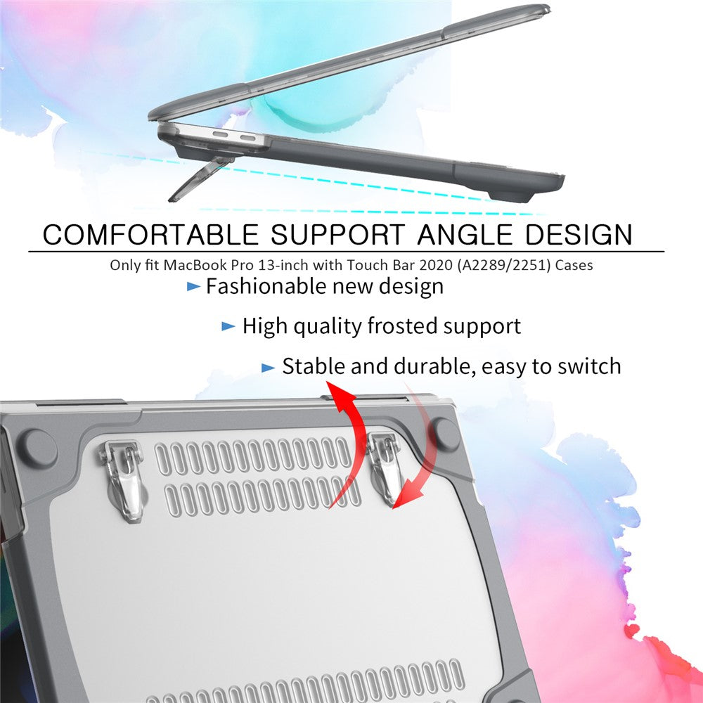 Two-Piece Plastic + TPU Protective Case Shell with Stand Design for MacBook Pro 13 inch (2020) A2251 / A2289 / A2338 (M1 / M2)