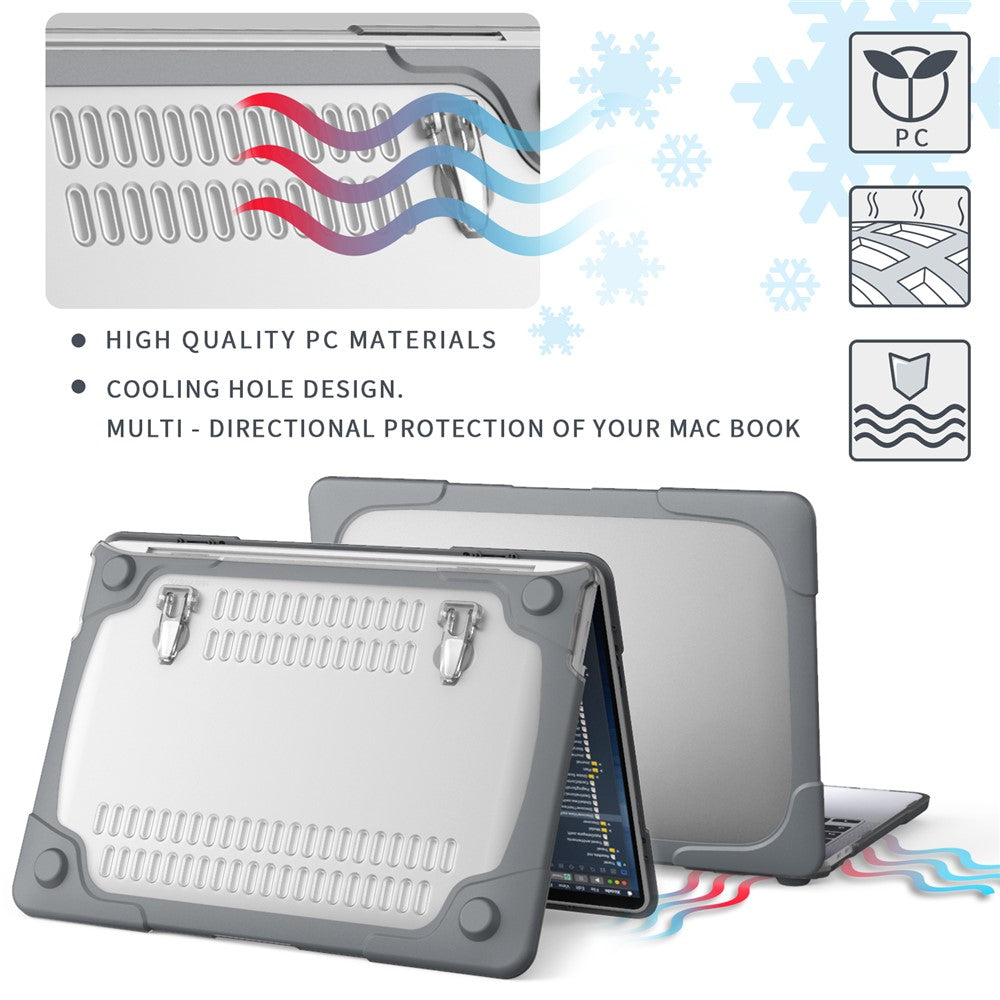 Two-Piece Plastic + TPU Protective Case Shell with Stand Design for MacBook Pro 13 inch (2020) A2251 / A2289 / A2338 (M1 / M2)