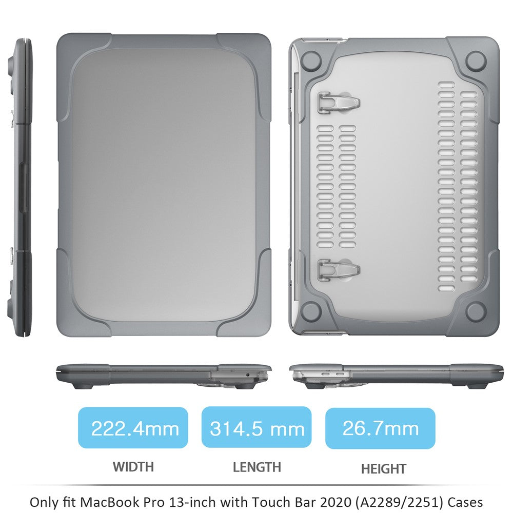 Two-Piece Plastic + TPU Protective Case Shell with Stand Design for MacBook Pro 13 inch (2020) A2251 / A2289 / A2338 (M1 / M2)