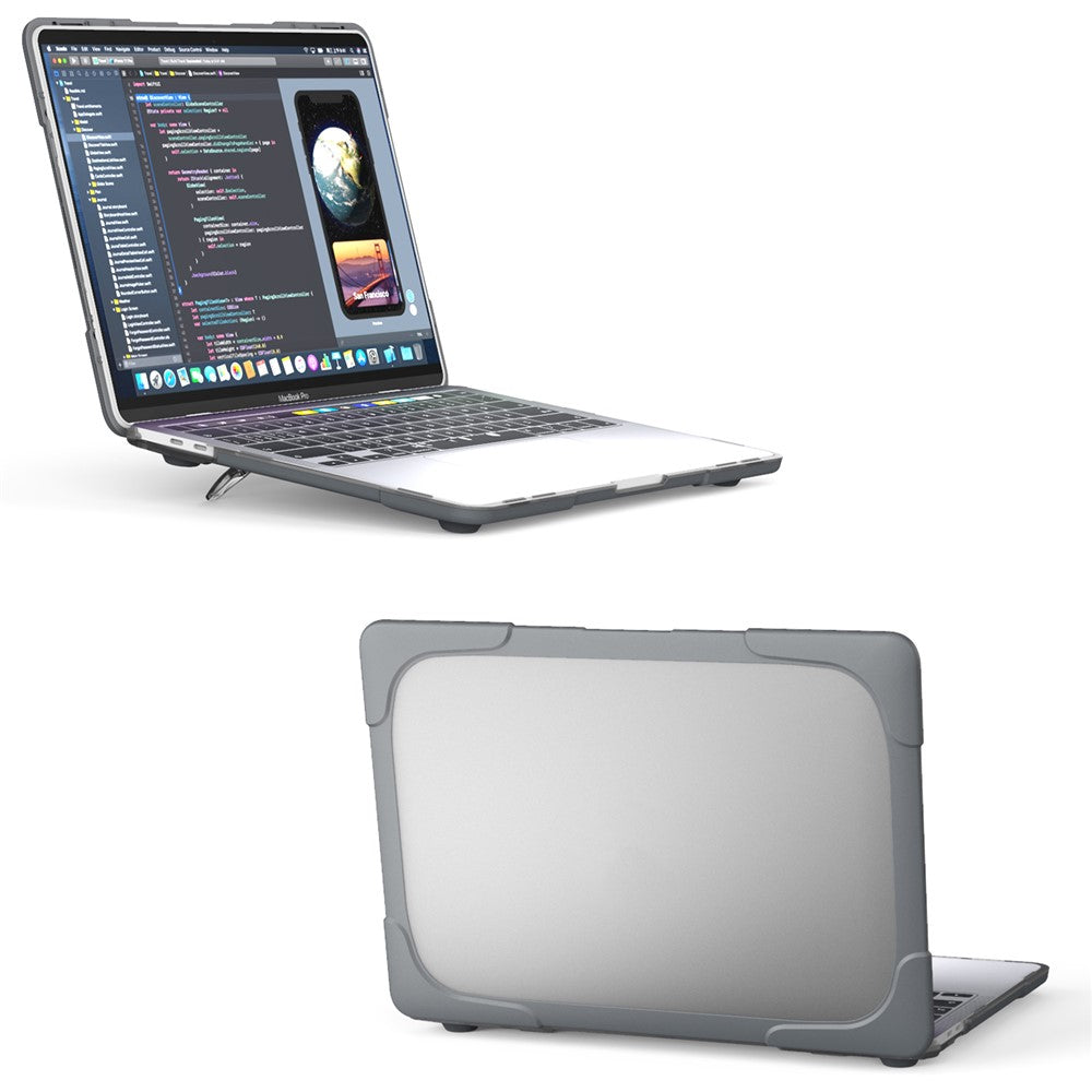 Two-Piece Plastic + TPU Protective Case Shell with Stand Design for MacBook Pro 13 inch (2020) A2251 / A2289 / A2338 (M1 / M2)