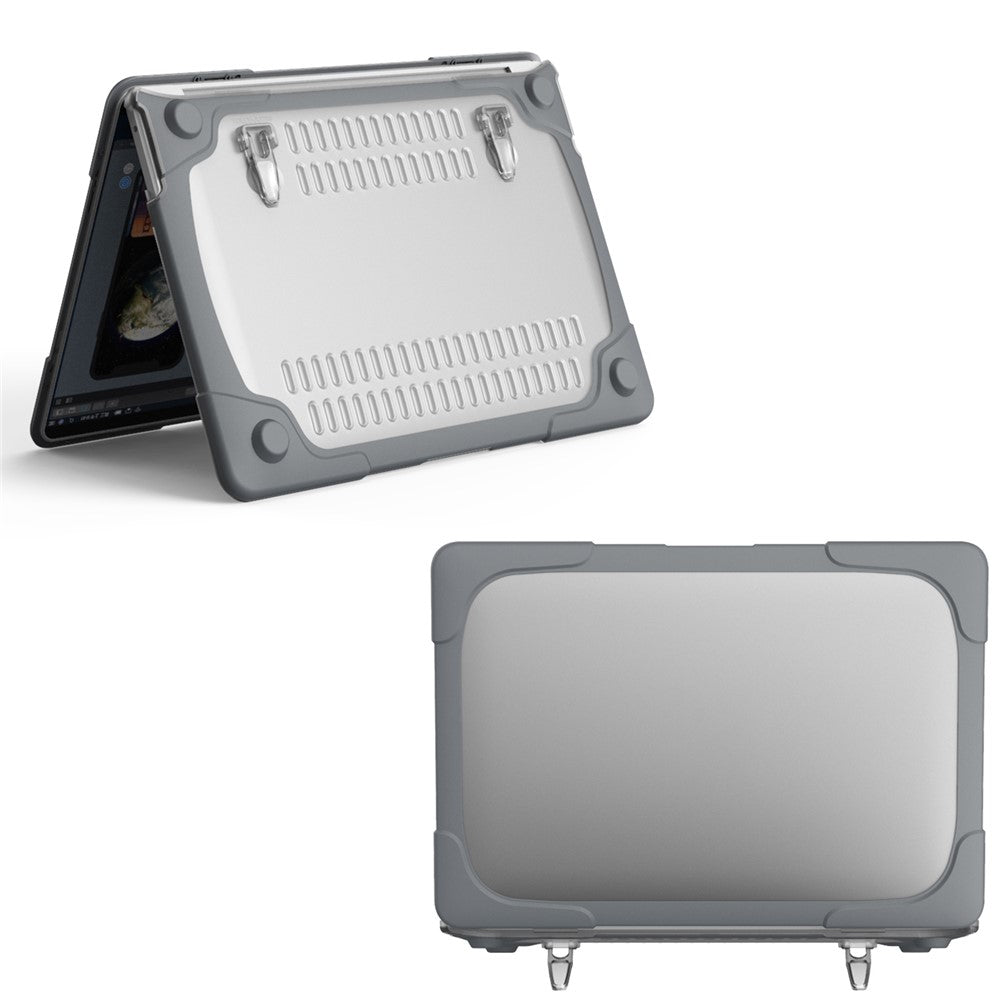 Two-Piece Plastic + TPU Protective Case Shell with Stand Design for MacBook Pro 13 inch (2020) A2251 / A2289 / A2338 (M1 / M2)
