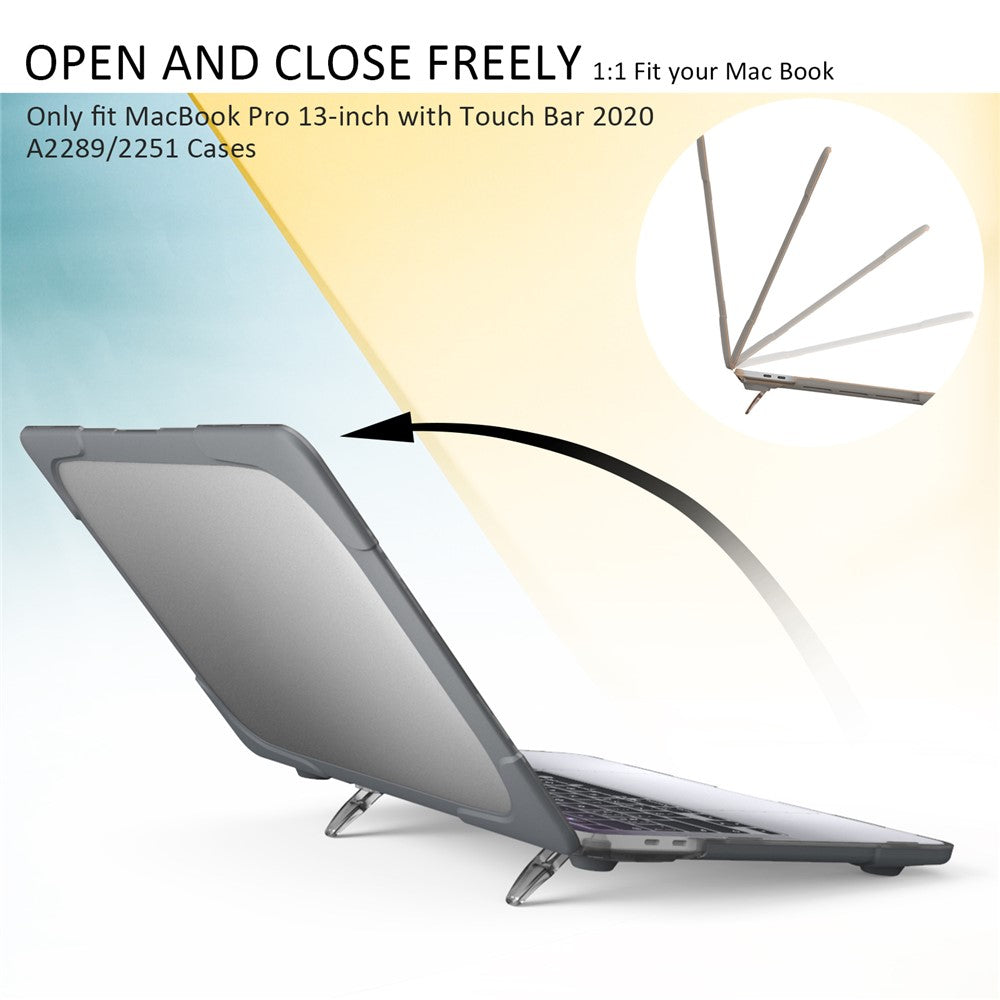 Two-Piece Plastic + TPU Protective Case Shell with Stand Design for MacBook Pro 13 inch (2020) A2251 / A2289 / A2338 (M1 / M2)