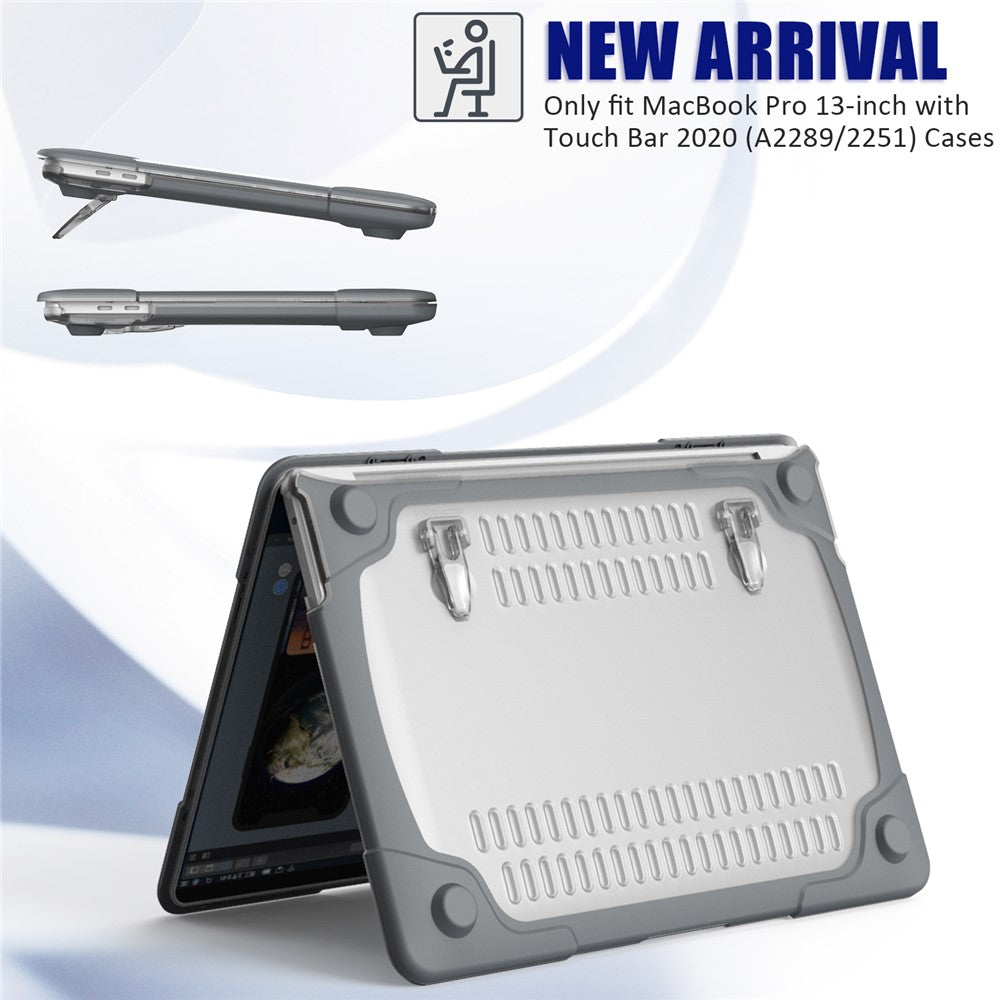 Two-Piece Plastic + TPU Protective Case Shell with Stand Design for MacBook Pro 13 inch (2020) A2251 / A2289 / A2338 (M1 / M2)