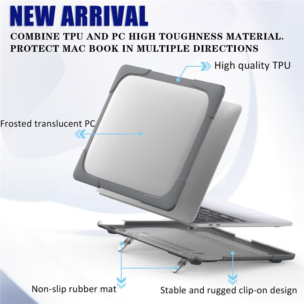 Two-Piece Plastic + TPU Protective Case Shell with Stand Design for MacBook Pro 13 inch (2020) A2251 / A2289 / A2338 (M1 / M2)