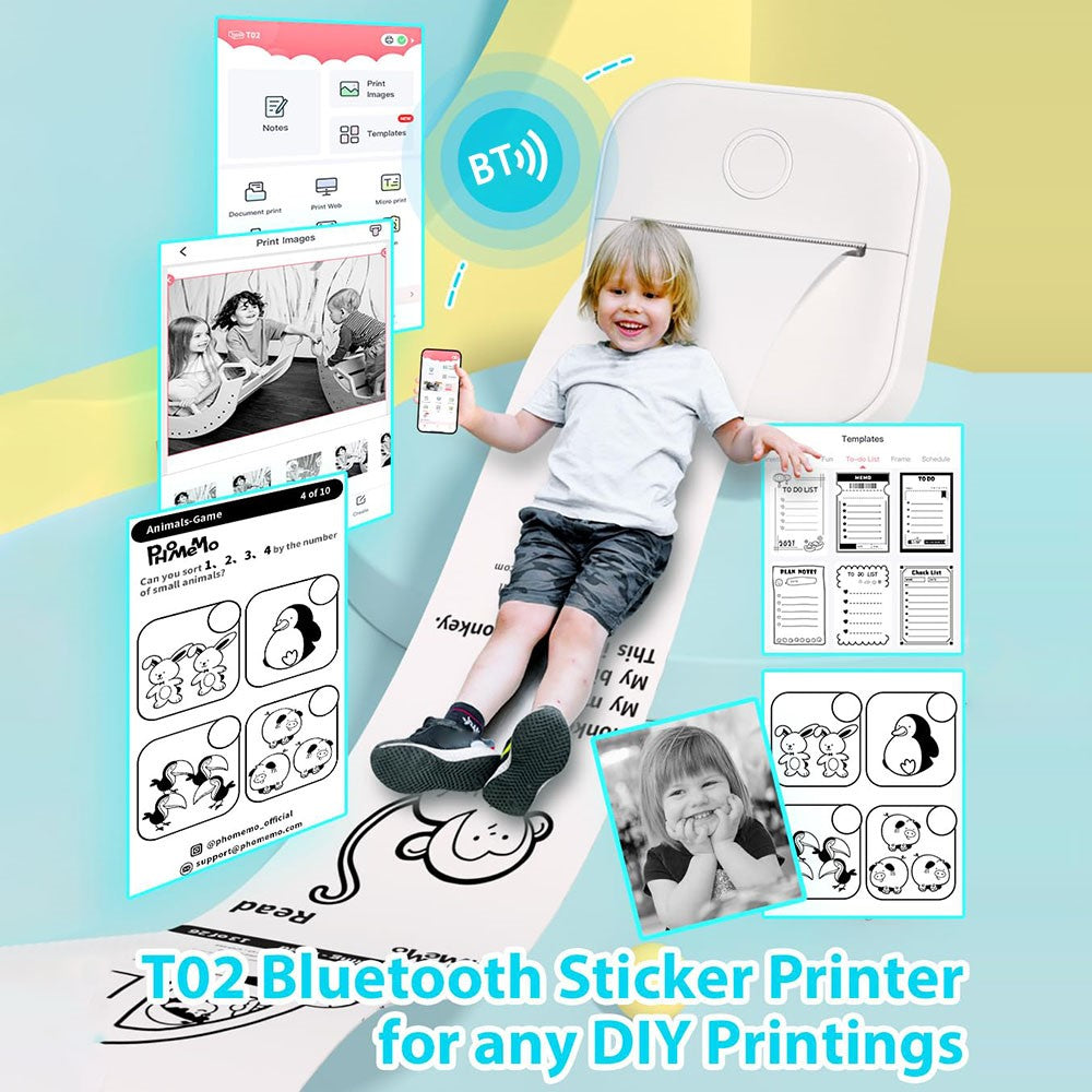 PHOMEMO T02 Mini Thermal Printer Bluetooth-compatible Home Label Printing Device
