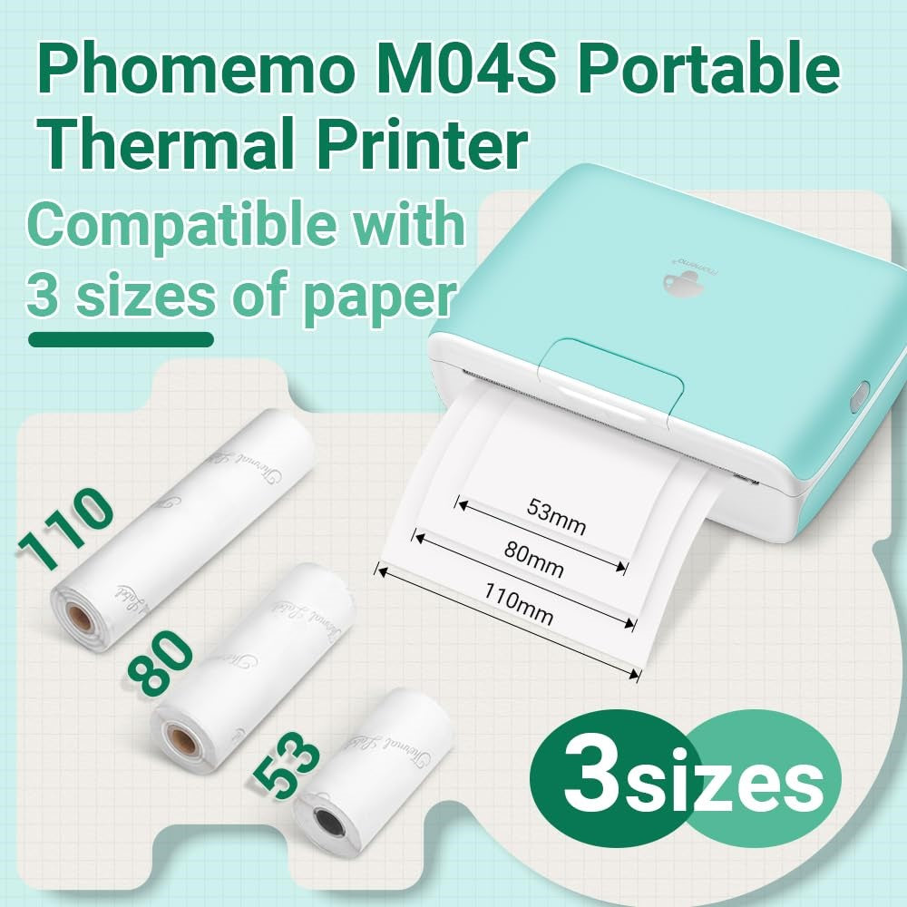PHOMEMO M04S Mini Bluetooth-compatible Inkless Thermal Printer Wireless Photos Labels Notes Printer