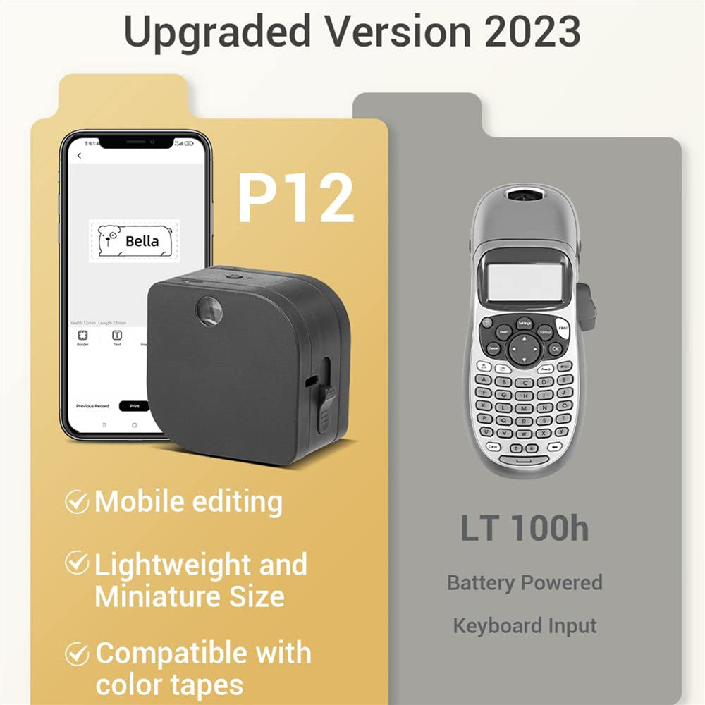 PHOMEMO P12 Mini Handheld Thermal Printer Wireless Bluetooth-compatible Label Printer