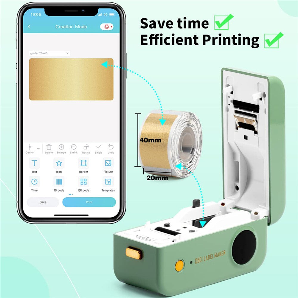 PHOMEMO D50 Wireless Label Maker Machine 180DPI Mini Pocket Thermal Label Printer