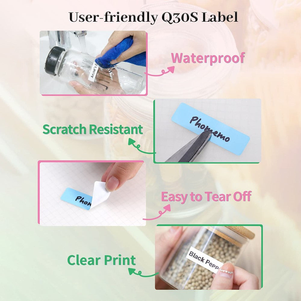 PHOMEMO Q30S DIY Sticker Label Maker Machine Mini Pocket Bluetooth-compatible Thermal Label Printer