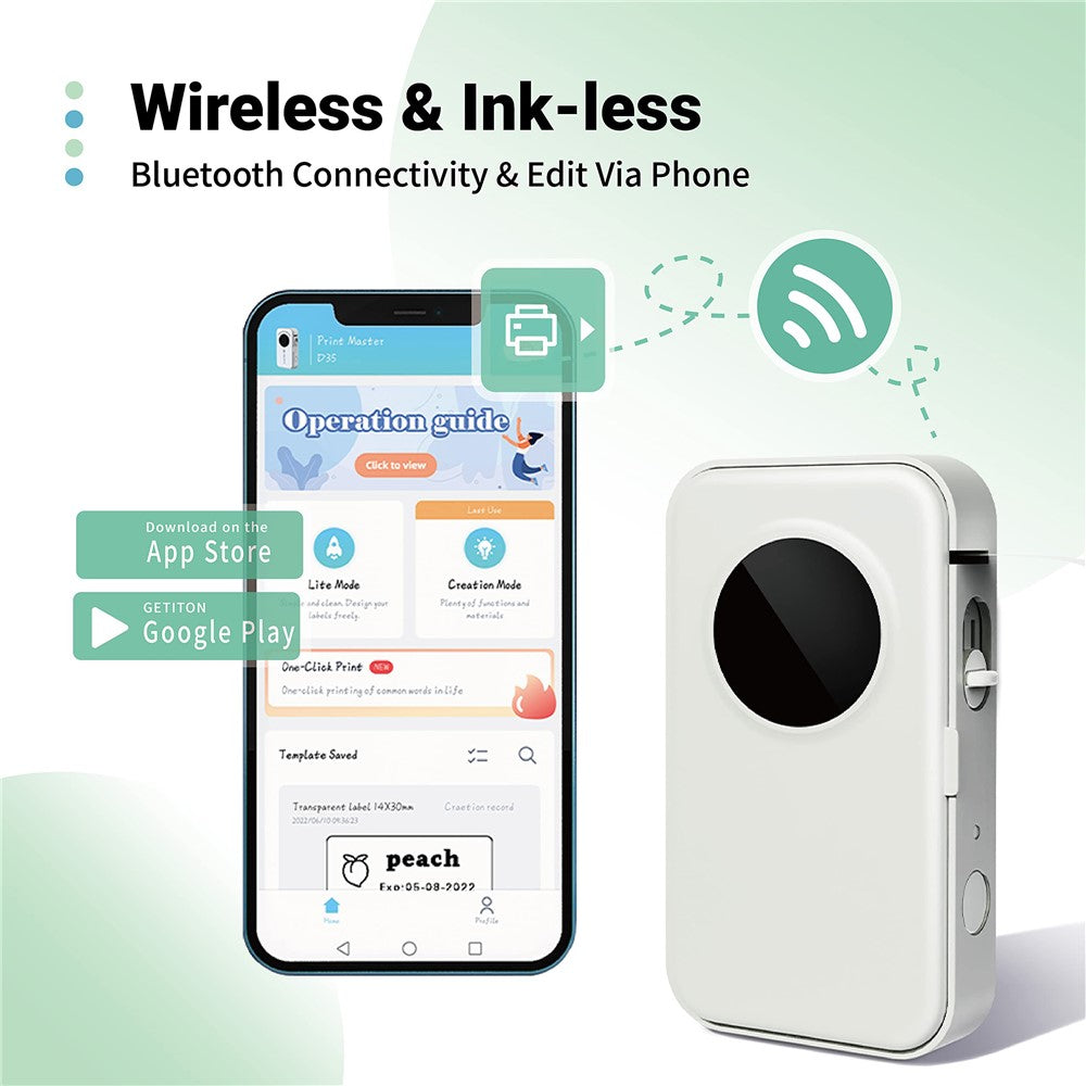 PHOMEMO Label Maker 203DPI Barcode Labeling Machine Wireless Bluetooth-compatible Thermal Mini Printer