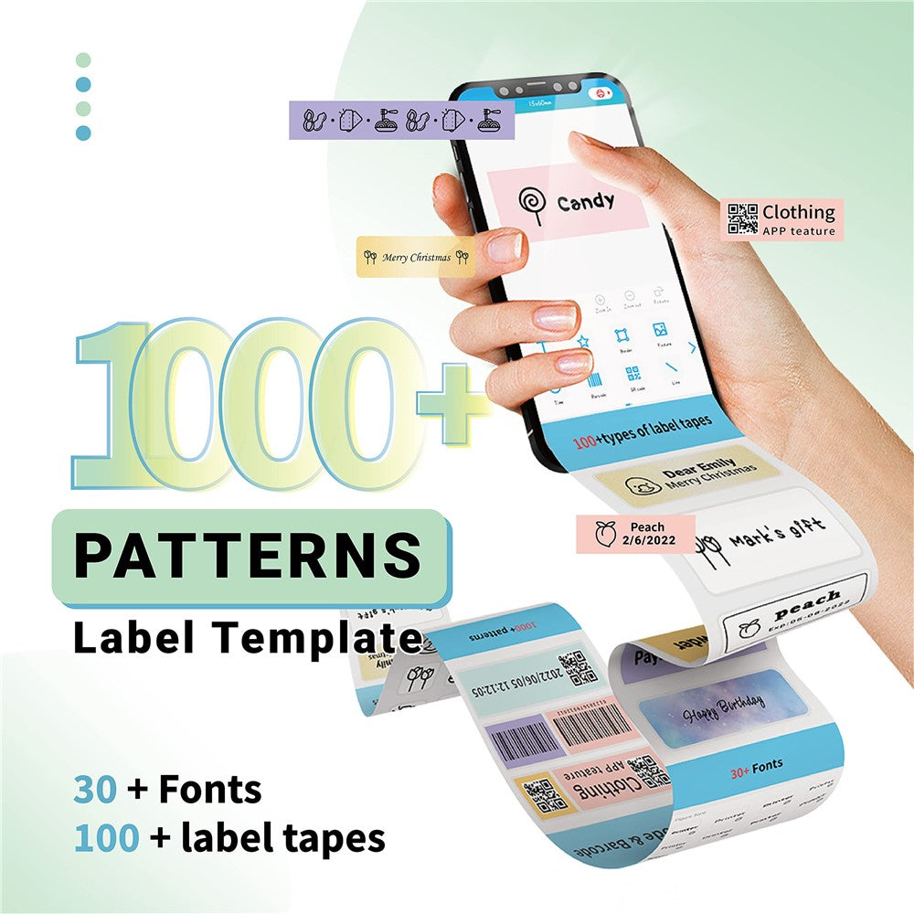 PHOMEMO Label Maker 203DPI Barcode Labeling Machine Wireless Bluetooth-compatible Thermal Mini Printer