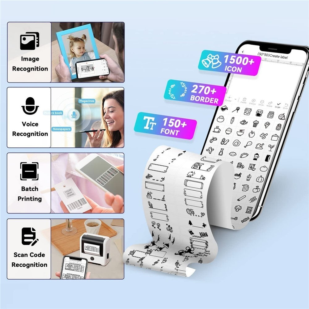 PHOMEMO M200 Mini Thermal Label Maker 203DPI Bluetooth-compatible Barcode Labeler