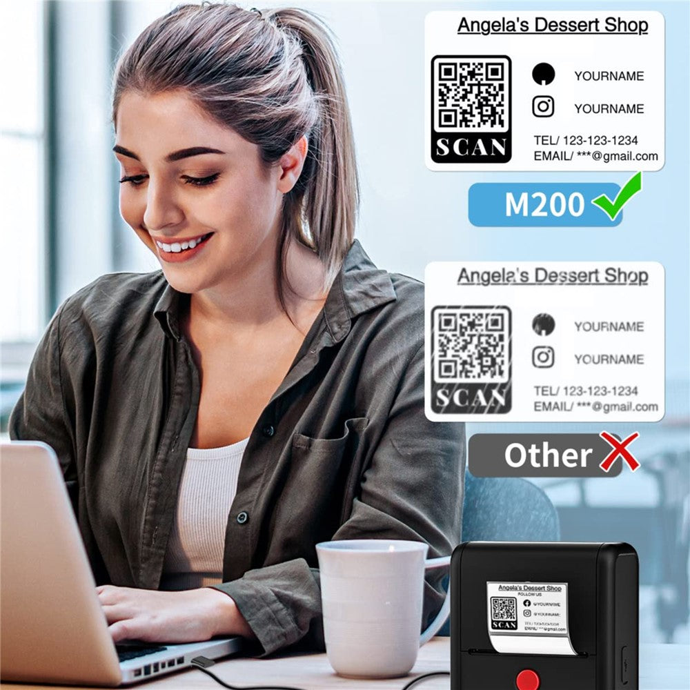 PHOMEMO M200 Mini Thermal Label Maker 203DPI Bluetooth-compatible Barcode Labeler
