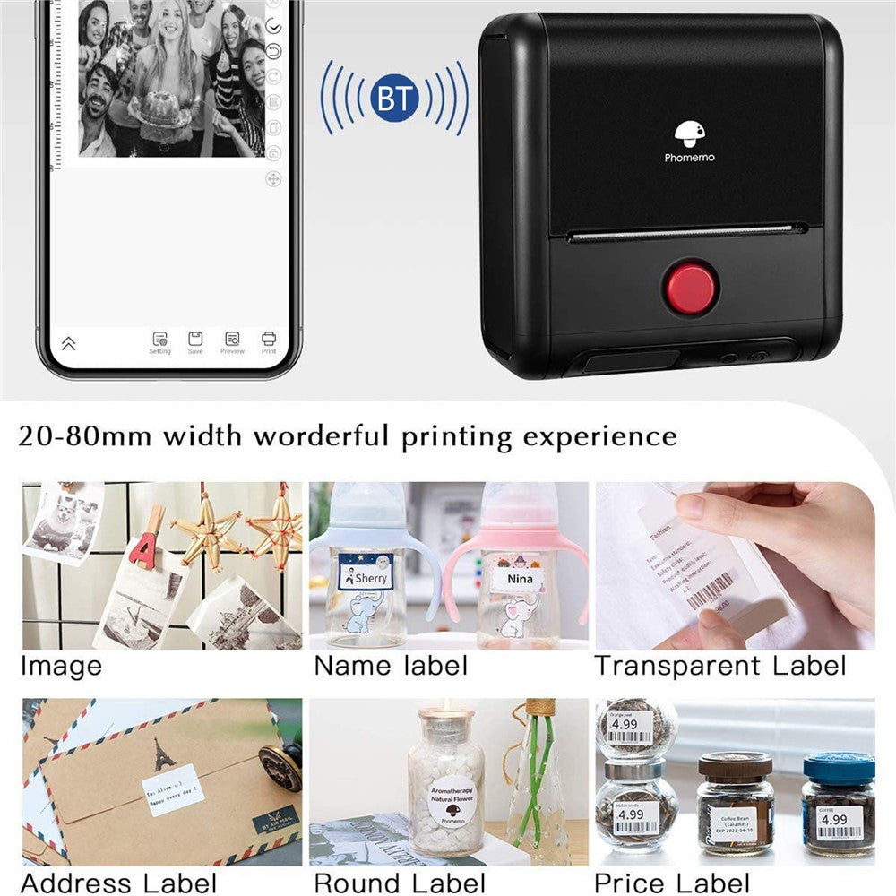 PHOMEMO M200 Mini Thermal Label Maker 203DPI Bluetooth-compatible Barcode Labeler