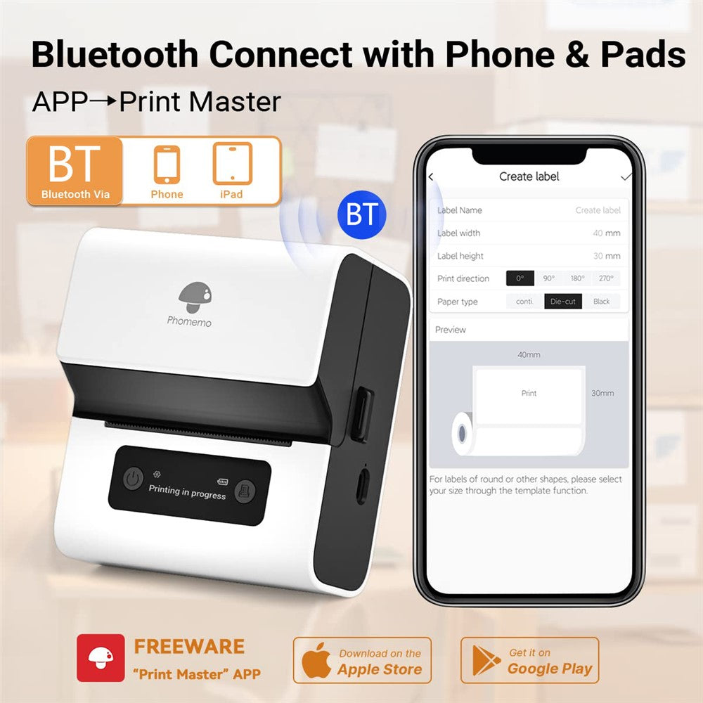 PHOMEMO M221 Thermal Wireless Label Printer Mini Barcode Printer Bluetooth-compatible Label Maker