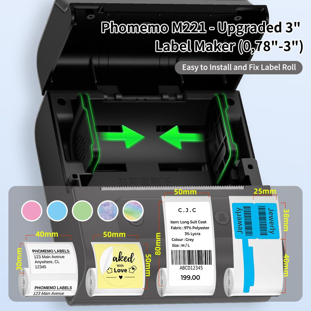 PHOMEMO M221 Thermal Wireless Label Printer Mini Barcode Printer Bluetooth-compatible Label Maker