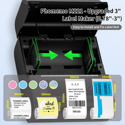 PHOMEMO M221 Thermal Wireless Label Printer Mini Barcode Printer Bluetooth-compatible Label Maker