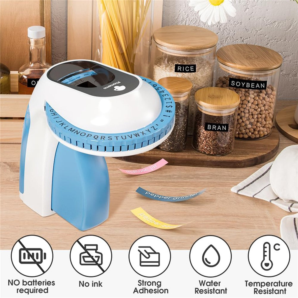 PHOMEMO E975 Embossing Label Maker Handheld Embossed Label Machine with 6 Rolls Of Tapes