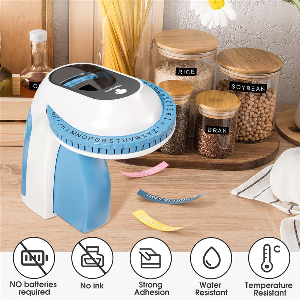 PHOMEMO E975 Manual Embossing Label Maker Handheld Embossed Label Machine with 3 Rolls Of Tapes