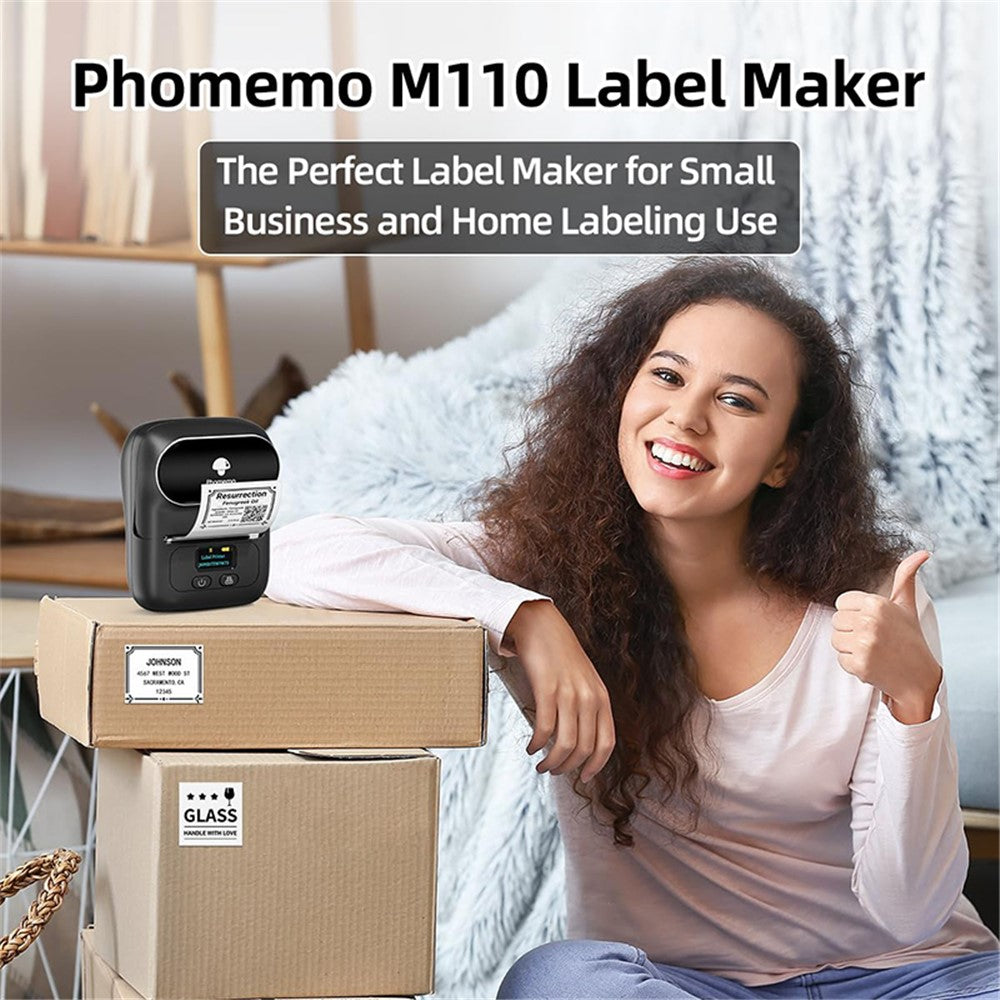 PHOMEMO M110 Mini Bluetooth-compatible Inkless Thermal Printer Wireless Clothes Barcode Label Price Tag Printer