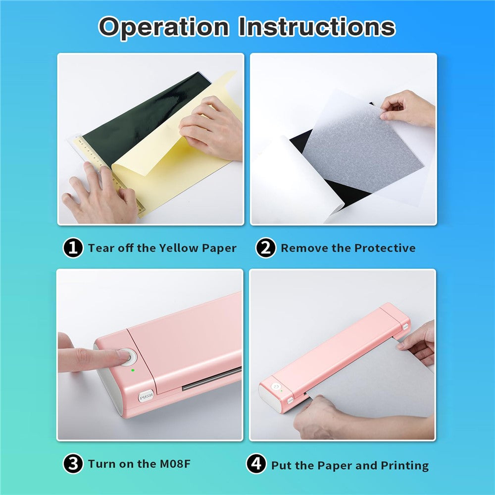 PHOMEMO M08F Thermal Printer Portable Bluetooth-compatible Inkless Printer, Tattoo Version / 216mm Print Width