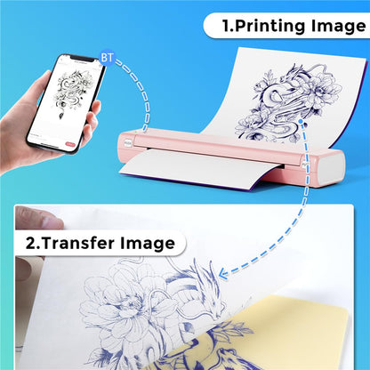 PHOMEMO M08F Thermal Printer Portable Bluetooth-compatible Inkless Printer, Tattoo Version / 216mm Print Width
