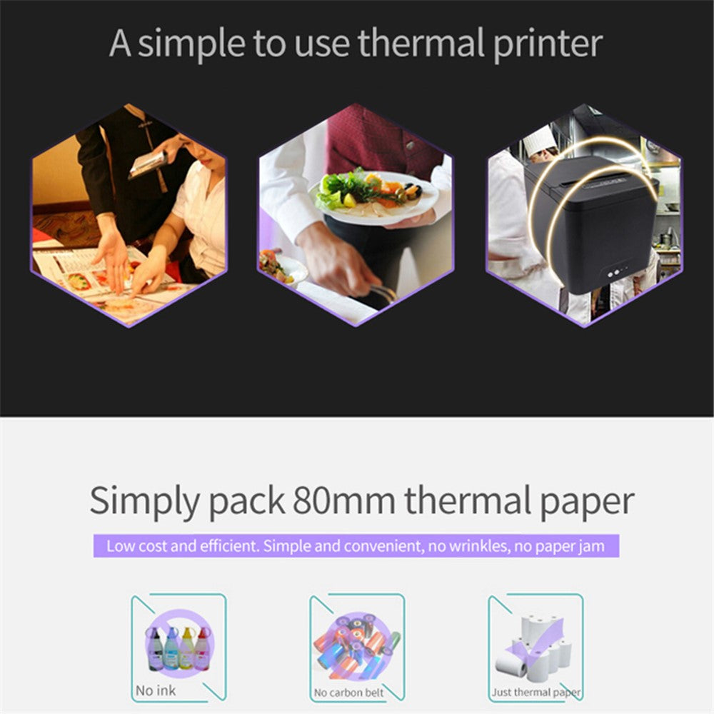 80A Thermal Receipt Printer POS Printing Tool with 80mm Printing Width
