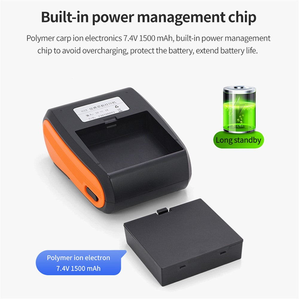 H22 Mini Size Thermal Receipt Printer Inkless Printing Tool with 80mm / s Print Speed