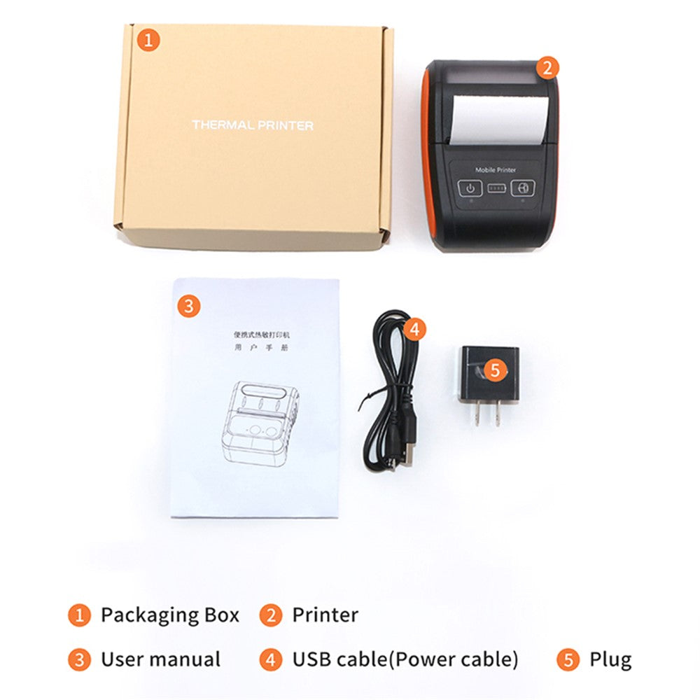 H22 Mini Size Thermal Receipt Printer Inkless Printing Tool with 80mm / s Print Speed