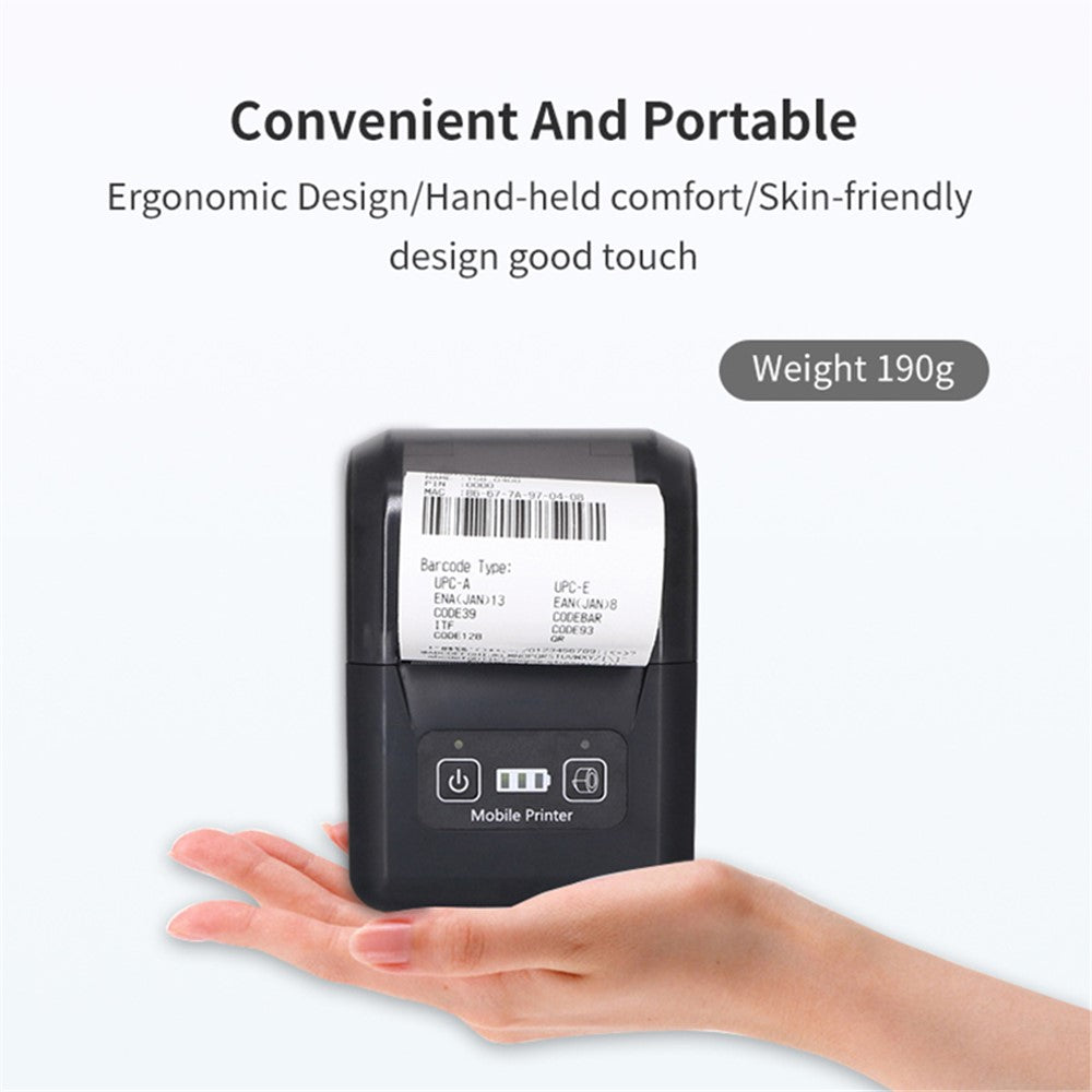 H20 USB + Bluetooth-compatible 203DPI Portable Thermal Printer 48mm Receipt Printer