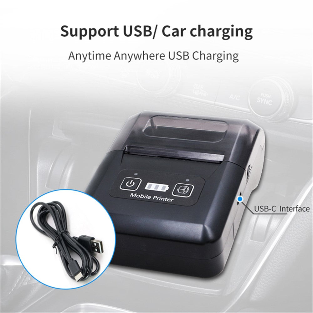 H20 USB + Bluetooth-compatible 203DPI Portable Thermal Printer 48mm Receipt Printer