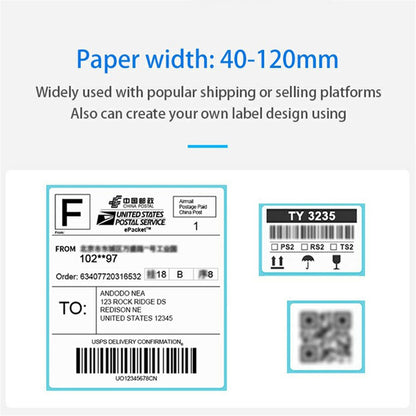 TDL406 203DPI Desktop Thermal Label Printer High Speed Printing Barcode Sticker Maker Machine, USB Version