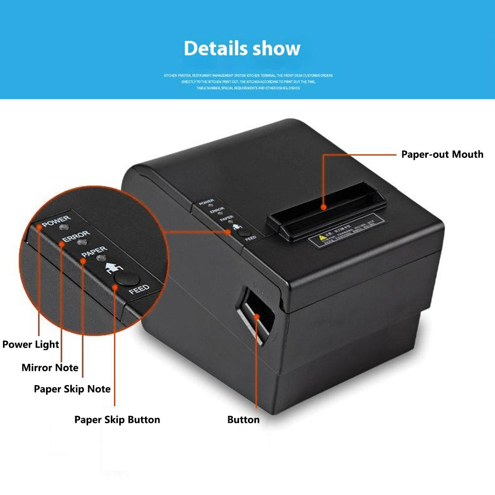80370 USB+Bluetooth-compatible Thermal Label Printer  80mm Printing Width Receipt Printing Tool