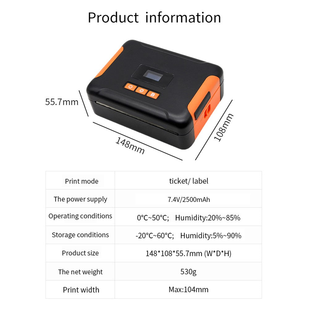 HL40 Cell Phone Bluetooth-compatible USB Thermal Label Printer 4 inch Printing Machine