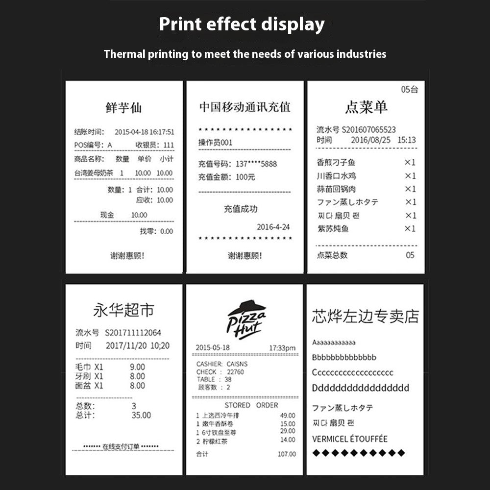 80HB5 USB+Bluetooth-compatible 80mm Thermal Label Printer Receipt Printing Tool for Apple / Android- US Plug