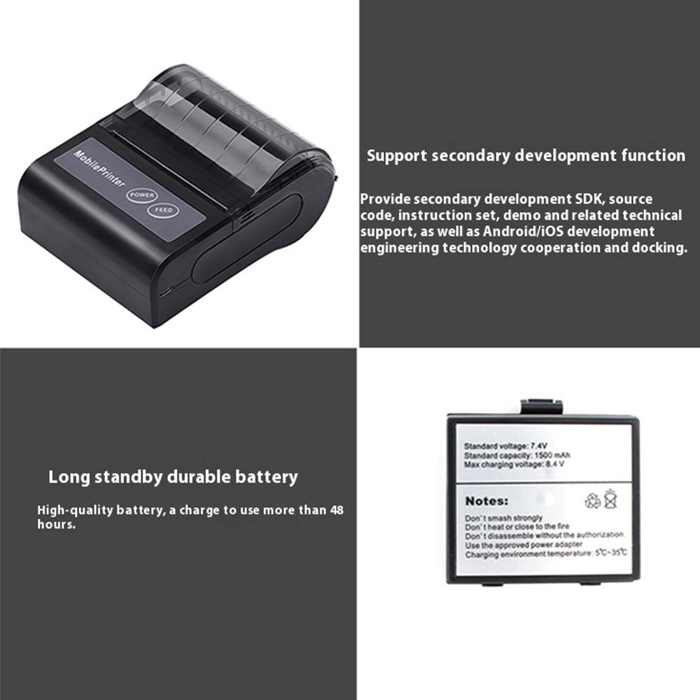 80HB5 USB+Bluetooth-compatible 80mm Thermal Label Printer Receipt Printing Tool for Apple / Android- US Plug